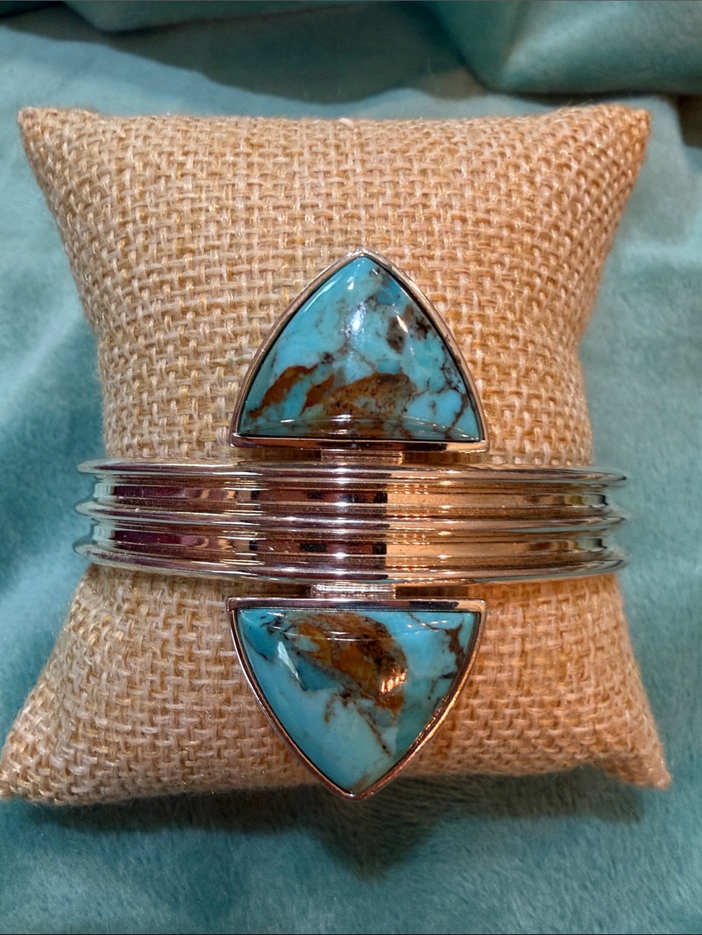 Jay King Desert Rose Turquoise Silver Cuff Bracelet | 39 grams, 5.5”w/ 1” gap